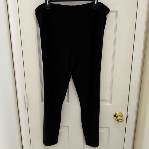 Sympli High Waisted Elastic Pull On Pants Dark Brown Size 18 Stretchy Straight - Picture 2 of 5